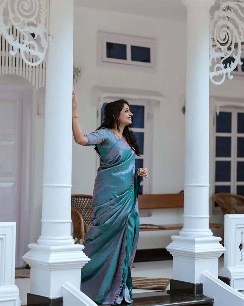Soft Lichi Silk & Jacquard Work Saree With Blouse image 9