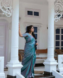 Soft Lichi Silk & Jacquard Work Saree With Blouse image 9