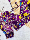 Purple Readymade Saree Blouse,Kalamkari printed Blouse image 1