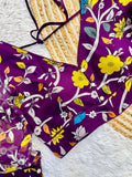 Purple Readymade Saree Blouse,Kalamkari printed Blouse image 2