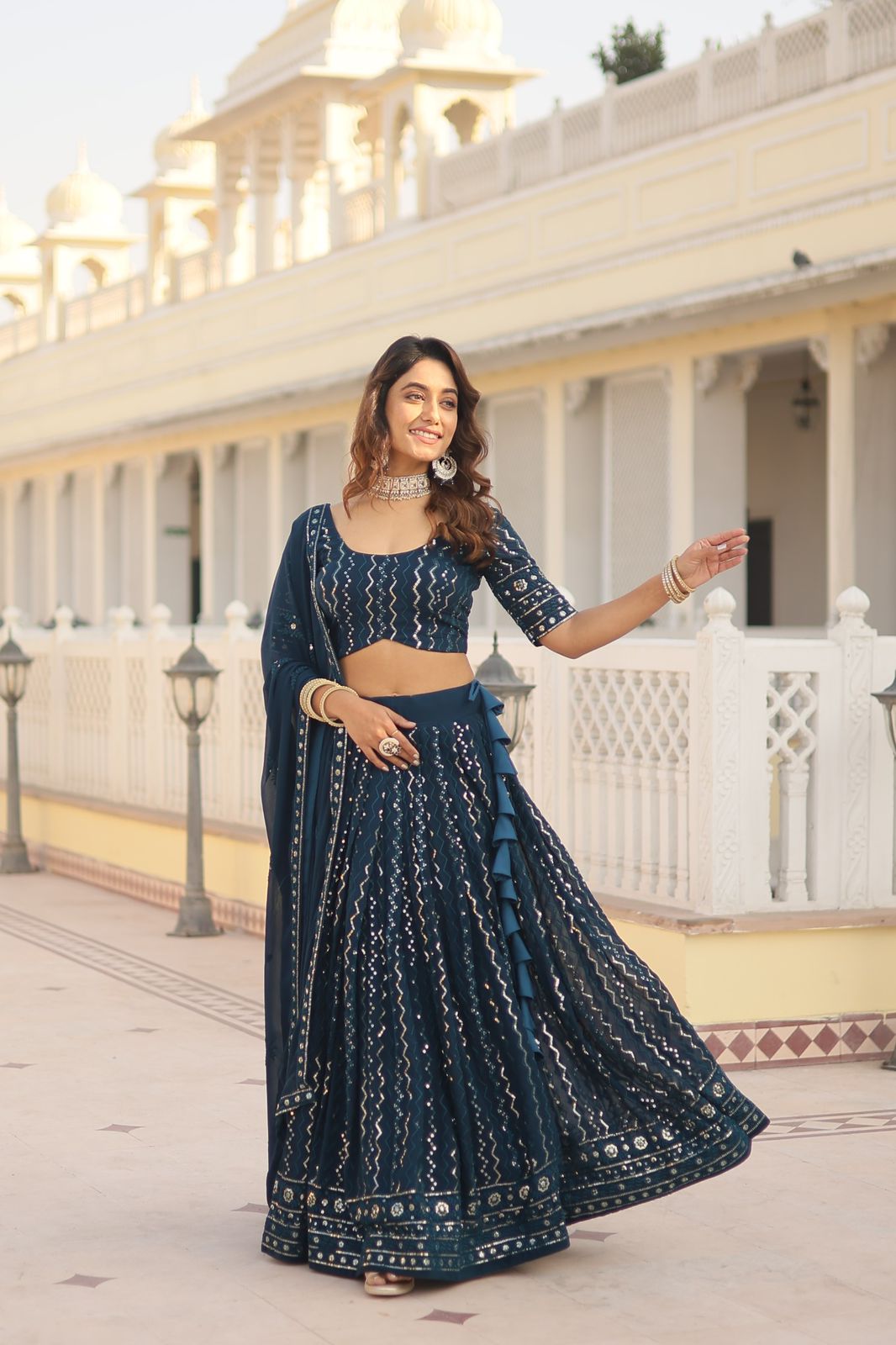 Faux Bloouming Sequence Embroidery Work Lehenga Choli With Dupatta image 4