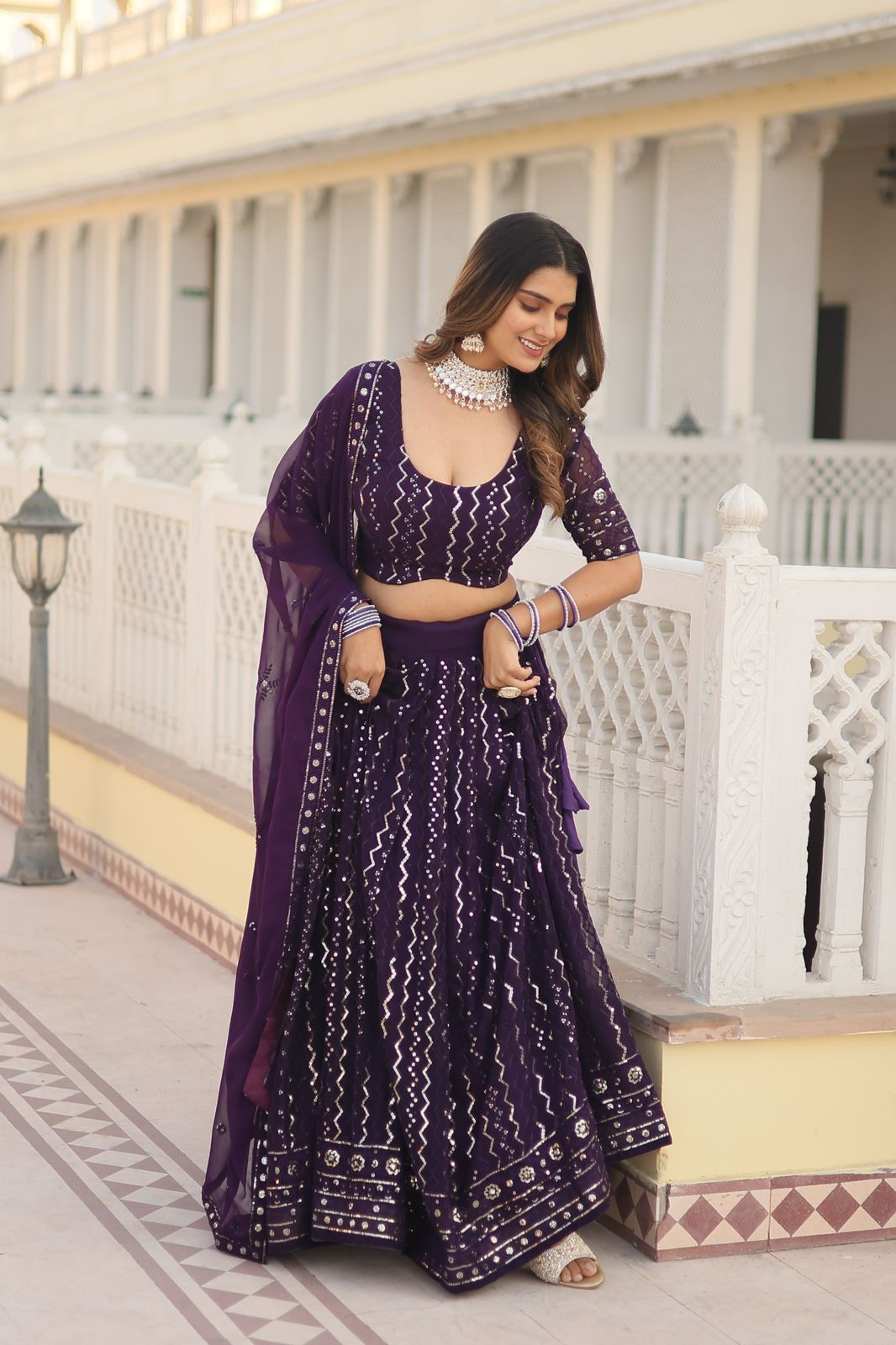 Faux Bloouming Sequence Embroidery Work Lehenga Choli With Dupatta image 8