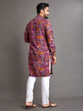Premium Soft Cotton Foil Print Men Kurta image 3