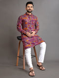 Premium Soft Cotton Foil Print Men Kurta image 5