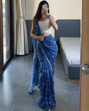 Blue Pure Soft Georgette Silk Ready To Wear Saree image 3