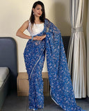 Blue Pure Soft Georgette Silk Ready To Wear Saree image 2