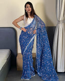 Blue Pure Soft Georgette Silk Ready To Wear Saree image 8