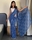 Blue Pure Soft Georgette Silk Ready To Wear Saree image 9