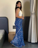 Blue Pure Soft Georgette Silk Ready To Wear Saree image 10