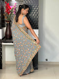 Grey Georgette With Zari & Sequence Work Saree image 4