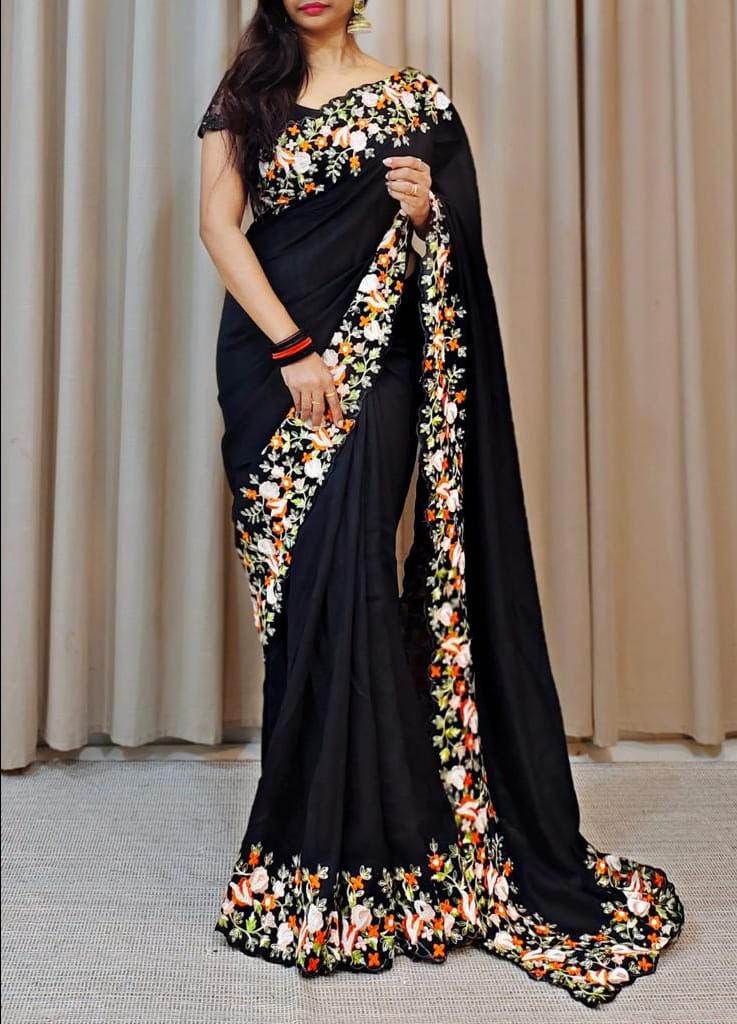 Vichitra Silk & Sequence Work Saree image 4