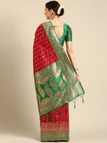 Red Banarsi Soft Silk Saree With Blouse image 2