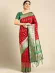Red Banarsi Soft Silk Saree With Blouse image 1