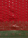 Red Banarsi Soft Silk Saree With Blouse image 5