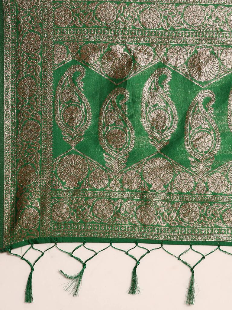 Red Banarsi Soft Silk Saree With Blouse image 6