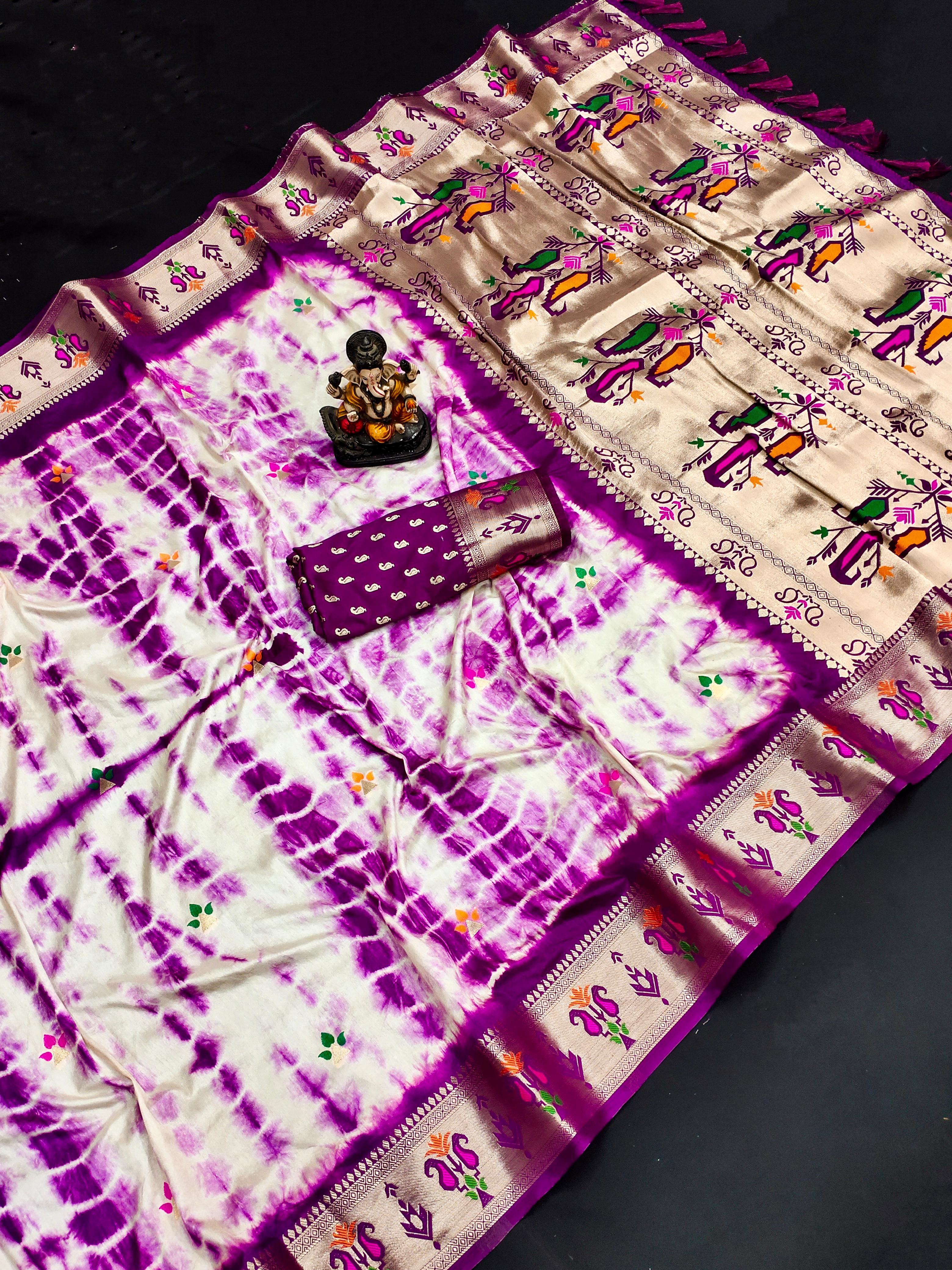 Paithani Silk Saree With Blouse image 6