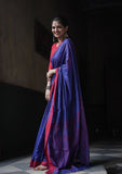 Blue Soft Lilab Slab Saree With Blouse image 1