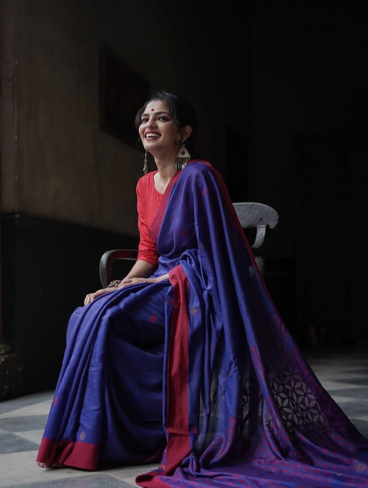 Blue Soft Lilab Slab Saree With Blouse image 2