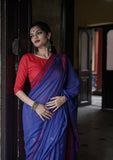 Blue Soft Lilab Slab Saree With Blouse image 7