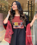 Rayon With Mirror Work Kurti Pant With Dupatta image 2