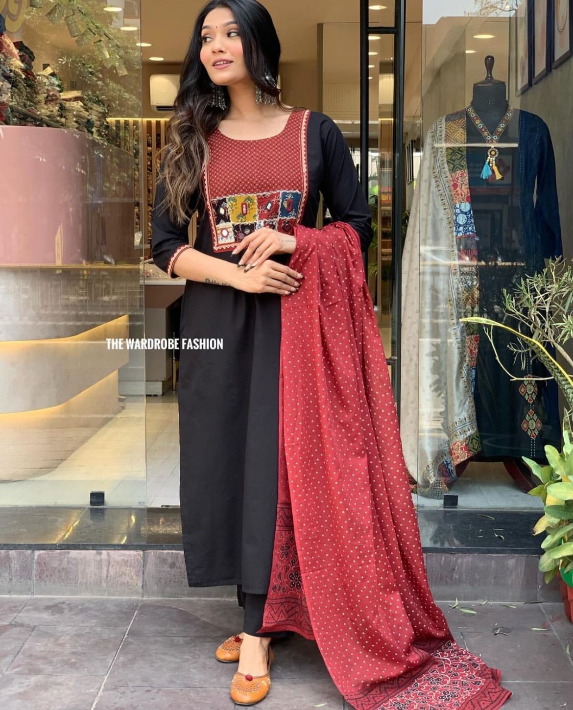 Rayon With Mirror Work Kurti Pant With Dupatta image 1