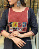 Rayon With Mirror Work Kurti Pant With Dupatta image 3