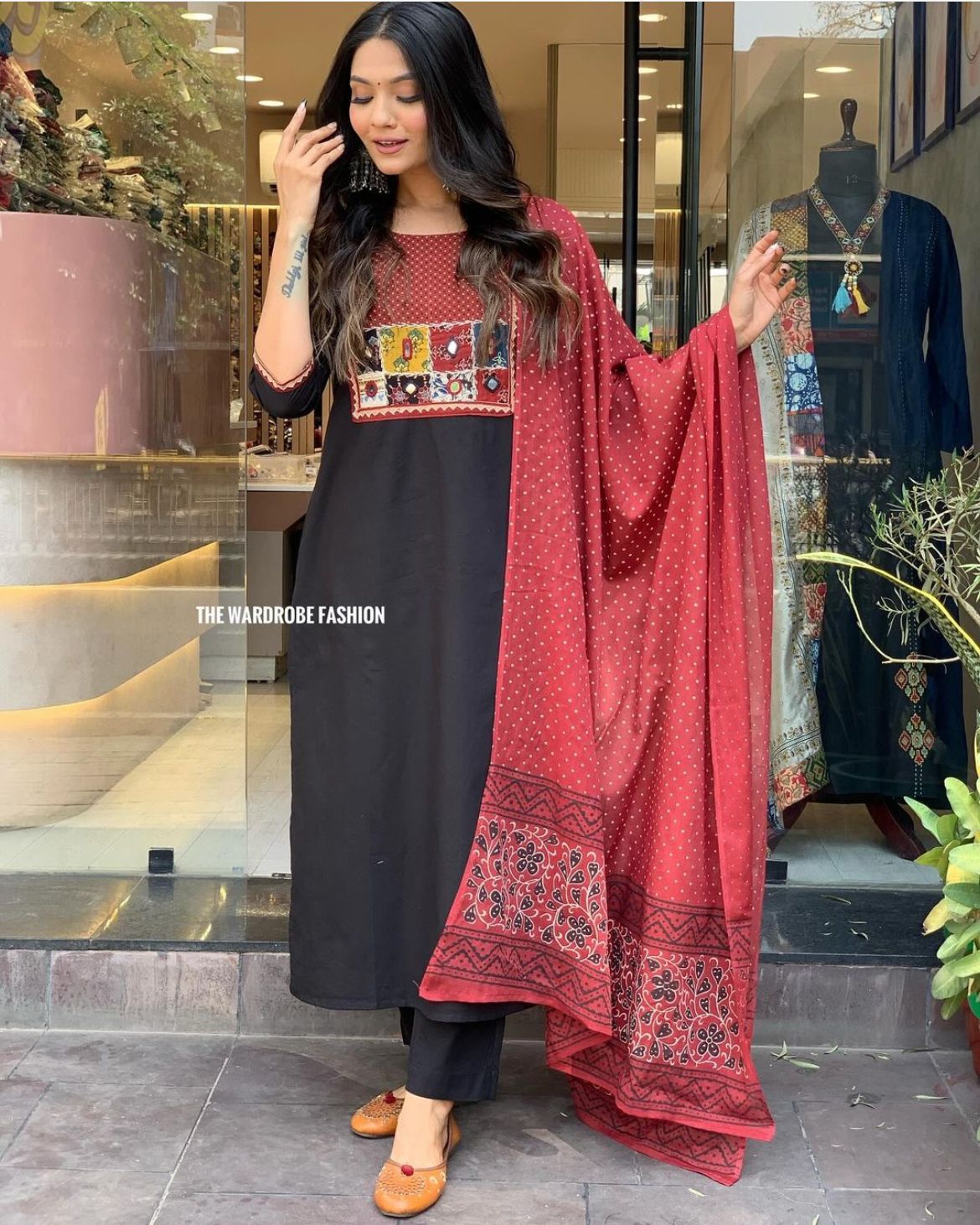 Rayon With Mirror Work Kurti Pant With Dupatta image 4