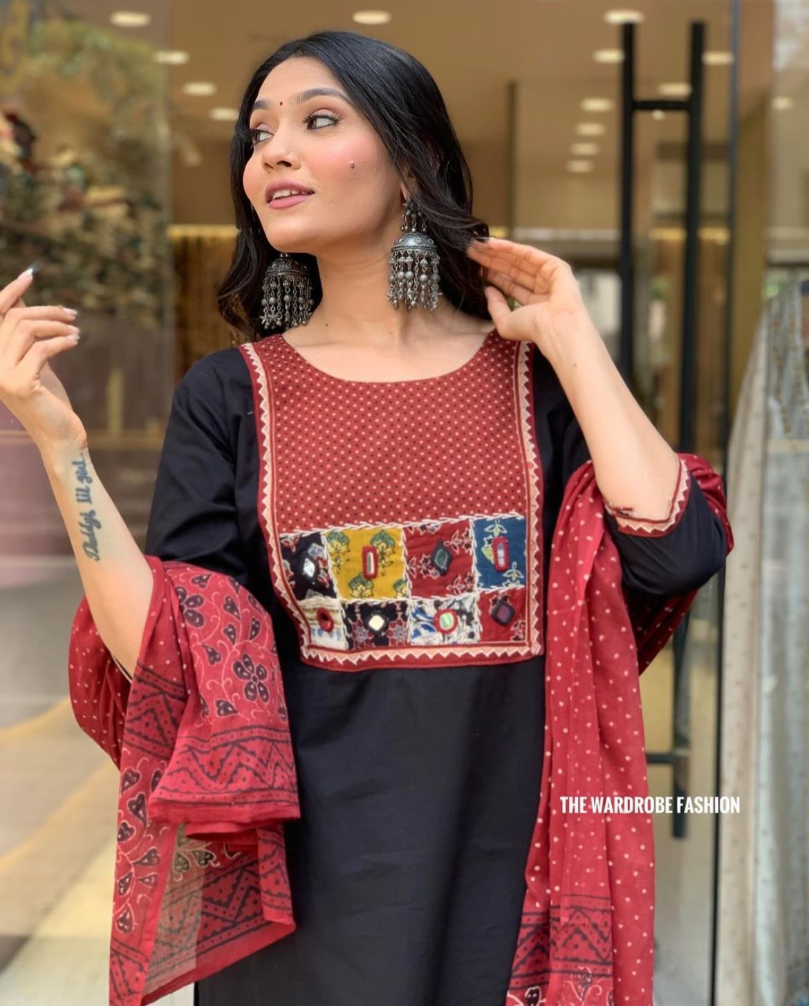 Rayon With Mirror Work Kurti Pant With Dupatta image 5
