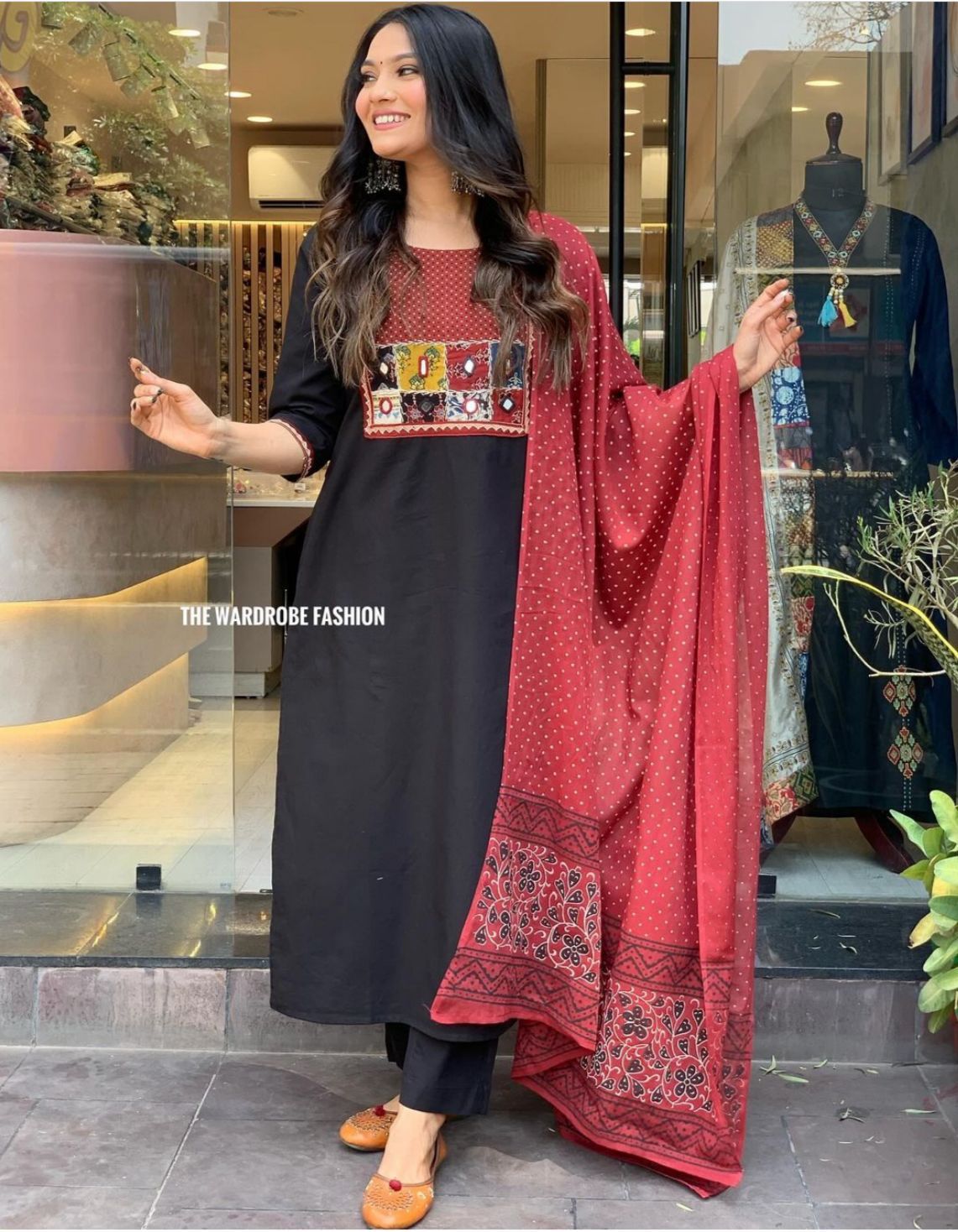 Rayon With Mirror Work Kurti Pant With Dupatta image 7