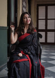 Black Soft Lilan Slab Saree With Blouse image 3