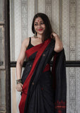 Black Soft Lilan Slab Saree With Blouse image 4