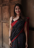 Black Soft Lilan Slab Saree With Blouse image 2