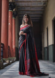 Black Soft Lilan Slab Saree With Blouse image 6