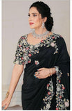 Black Georgette Embroidery Work Saree With Blouse image 2