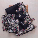 Black Georgette Embroidery Work Saree With Blouse image 8