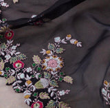 Black Georgette Embroidery Work Saree With Blouse image 12