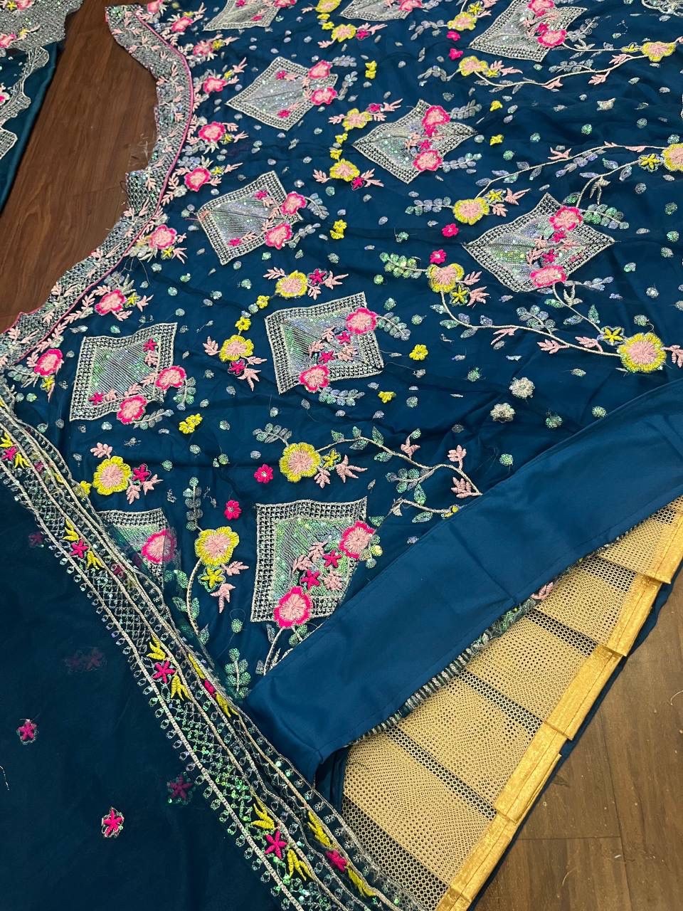Butterfly Net Sequence Embroidery Work Lehenga Choli With Dupatta image 7
