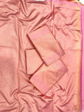 Peach Banarasi Soft Silk Saree With Unstitched Blouse image 5