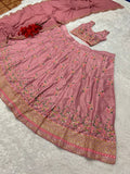 Malay Satin Silk Sequence Embroidery Work Lehenga Blouse Dupatta image 7