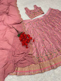 Malay Satin Silk Sequence Embroidery Work Lehenga Blouse Dupatta image 8
