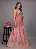 Malay Satin Silk Sequence Embroidery Work Lehenga Blouse Dupatta image 3