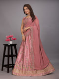 Malay Satin Silk Sequence Embroidery Work Lehenga Blouse Dupatta image 5