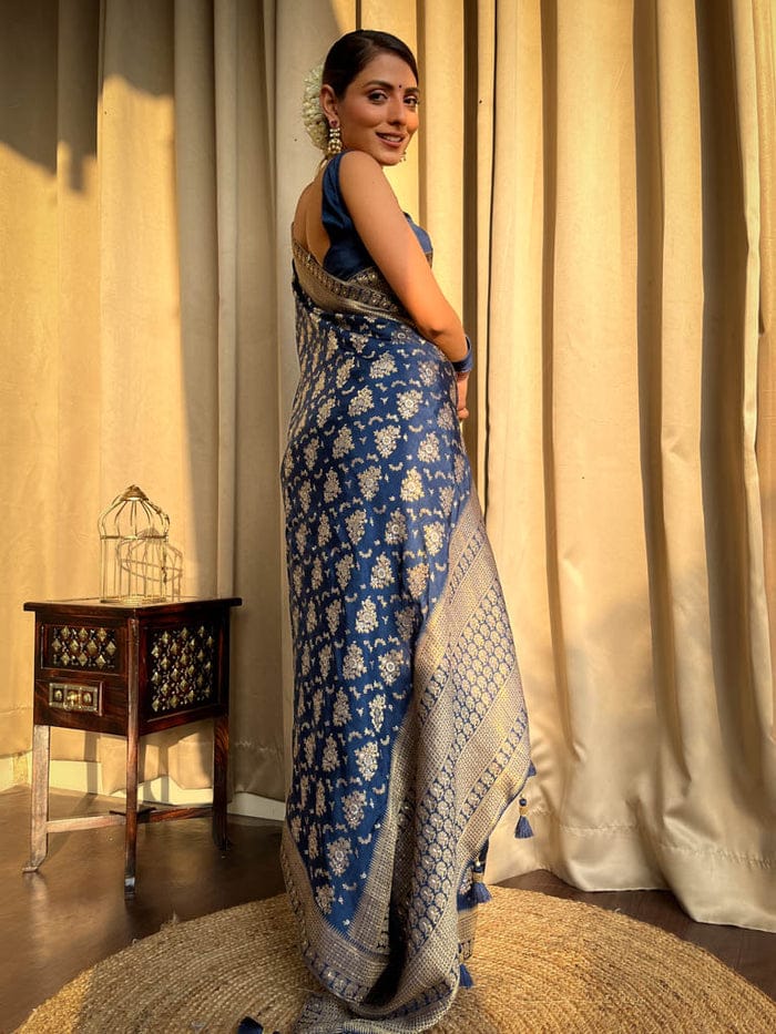 Banarasi Soft Silk Jacquard Border Saree image 8