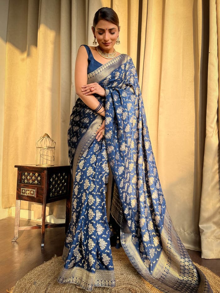 Banarasi Soft Silk Jacquard Border Saree image 6