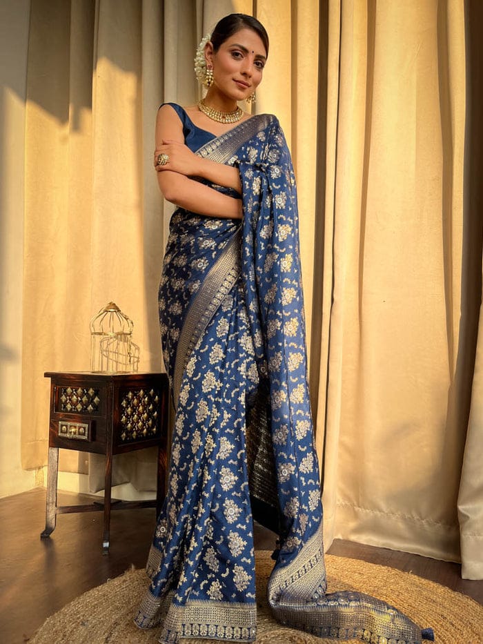 Banarasi Soft Silk Jacquard Border Saree image 9