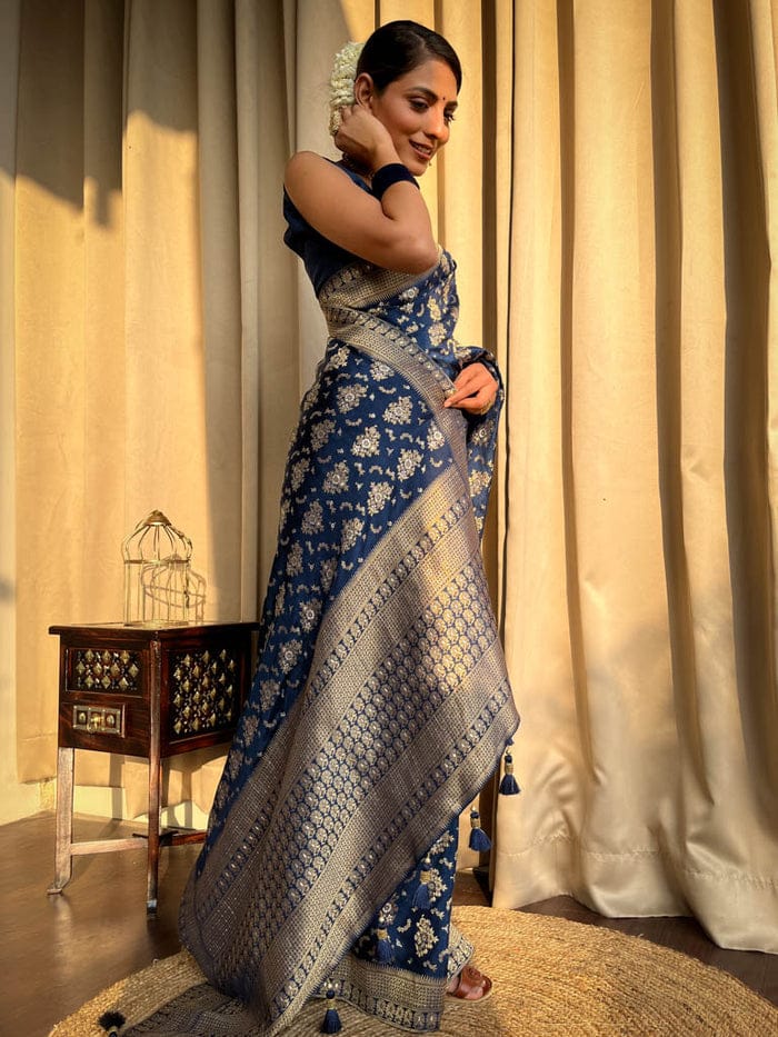 Banarasi Soft Silk Jacquard Border Saree image 10