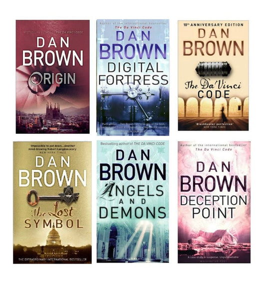 Dan Brown 6-Book Thriller Collection Set | Angels &amp; Demons, Da Vinci Code, Inferno + More (Paperback)) Paperback bookcover – AVRBOOKS