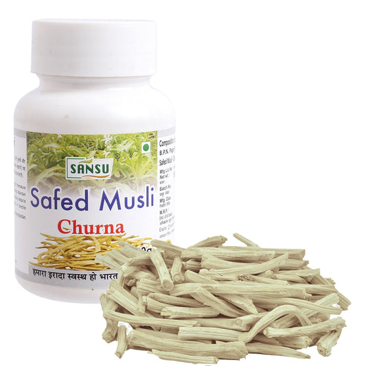 Sansu Safed Musli Powder – 50g | Natural Herbal Supplement for Wellness image 1