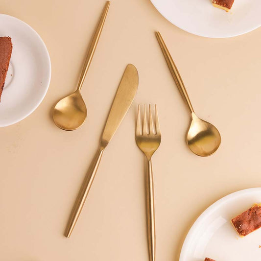 Matte Gold Stainless Steel Cutlery | Set of 4 image 1
