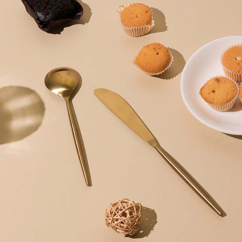Matte Gold Stainless Steel Cutlery | Set of 4 image 2